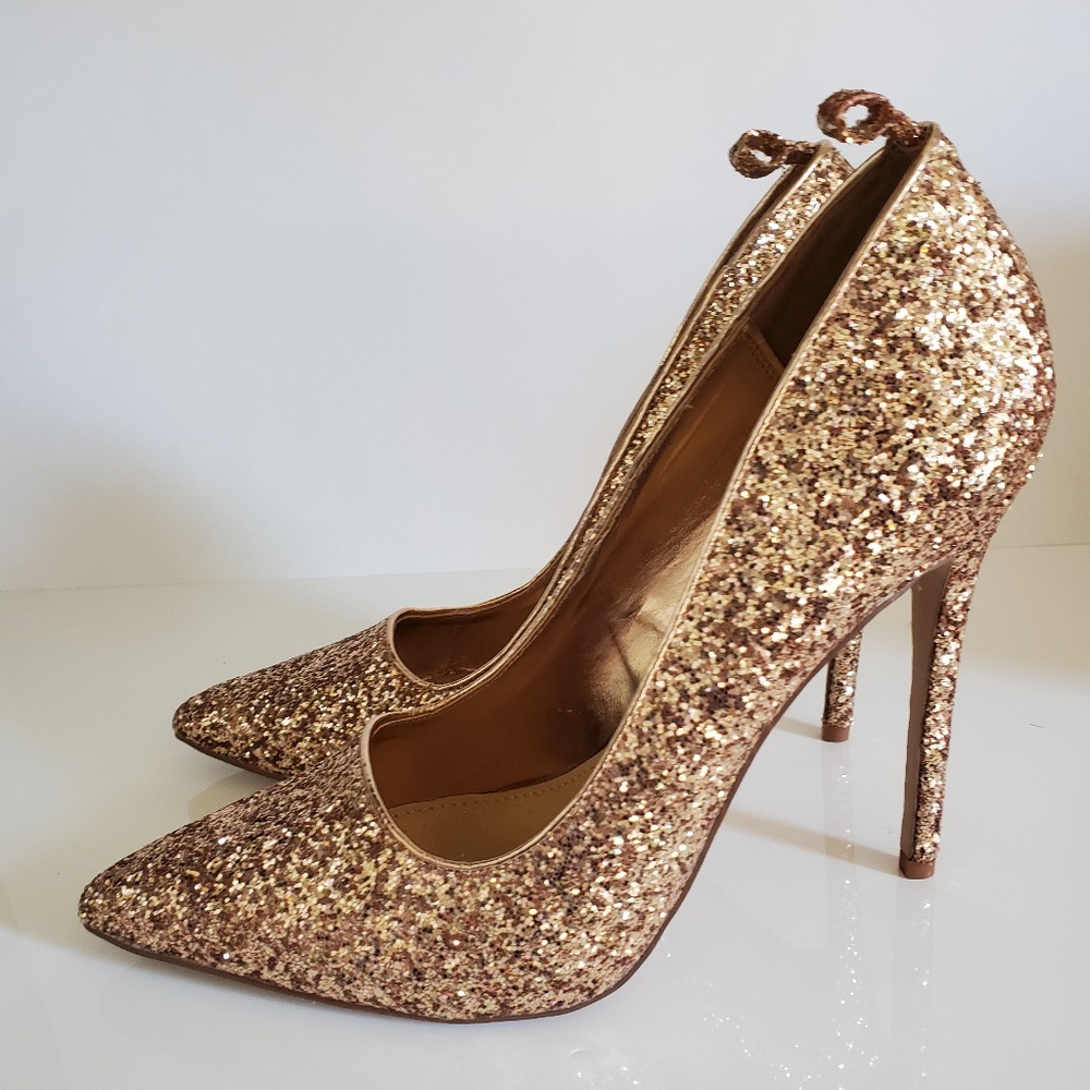 Rose Gold Shoe Dazzle Sparkly Size 12 Heels